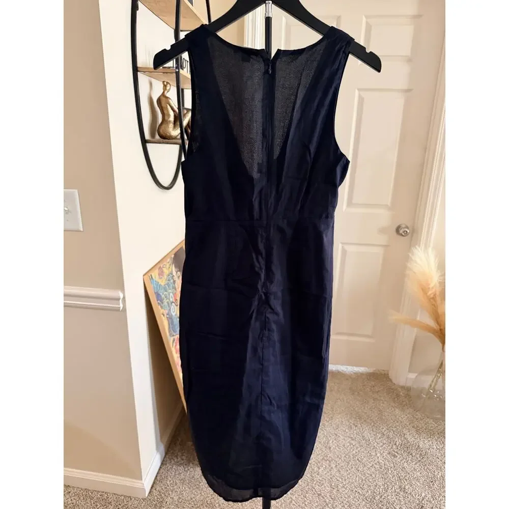 Venus 100% Cotton Black Plunge Neck Dress EUC 2